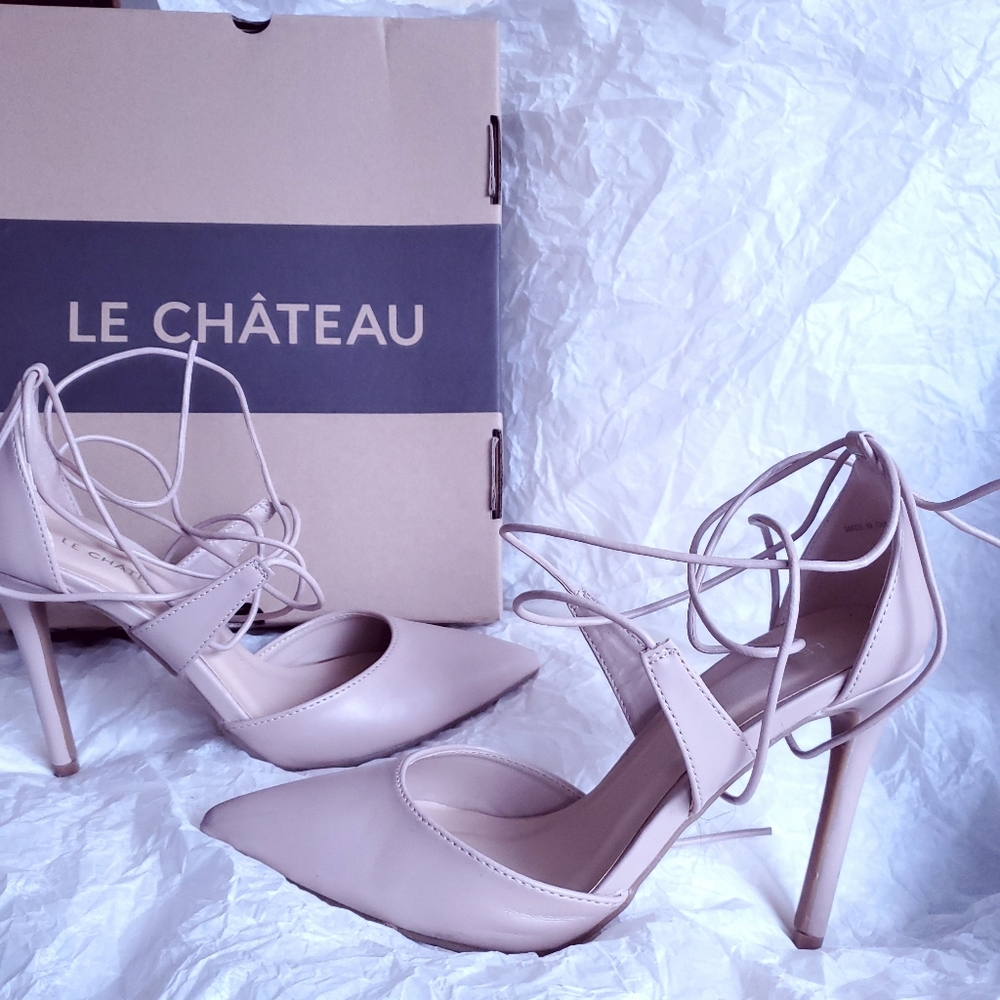 Nude Pumps with Leg Straps - Size 6